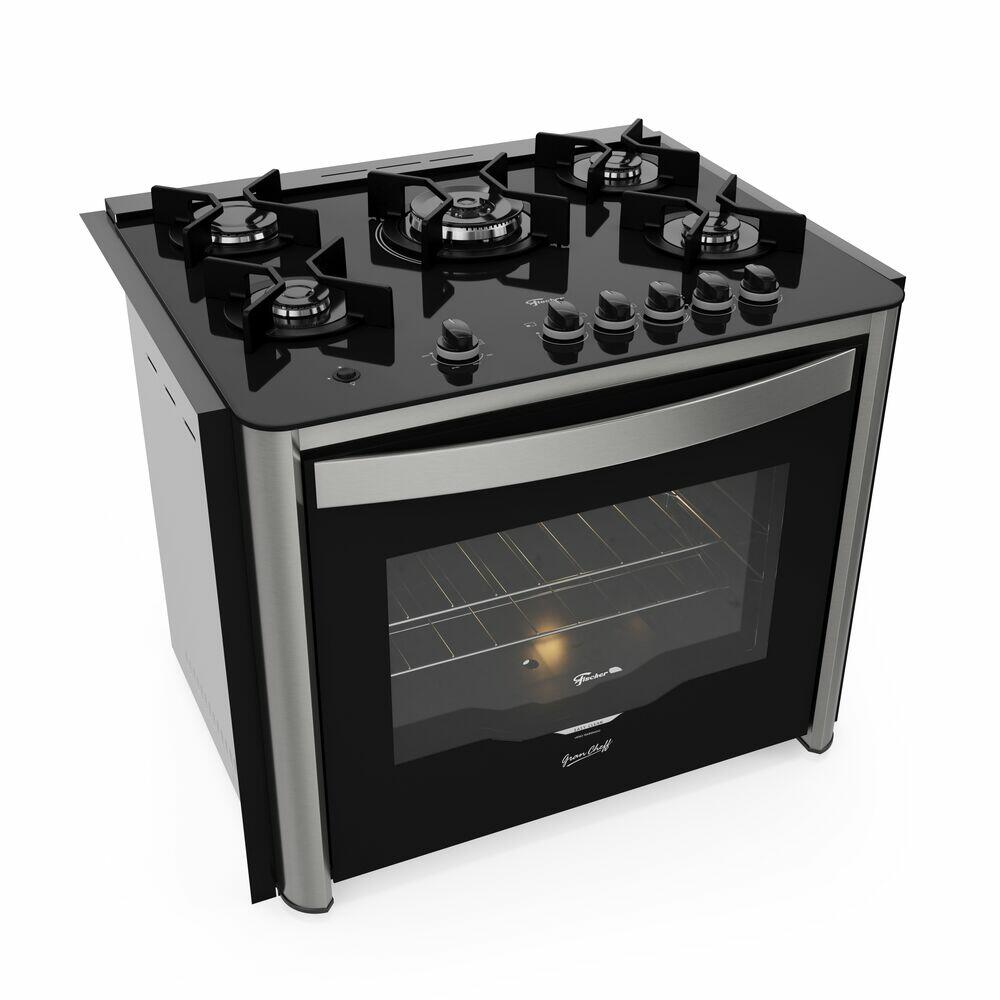 Fogão Gás 5 Bocas Gran Cheff Embutir Silver 127v Fischer