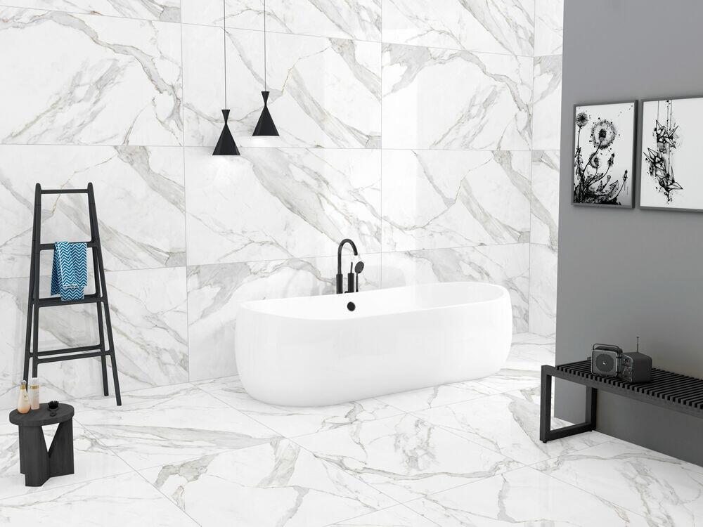 Revestimento de Parede 61x116cm Statuario Branco Cinza Ret Extra Ilhabella