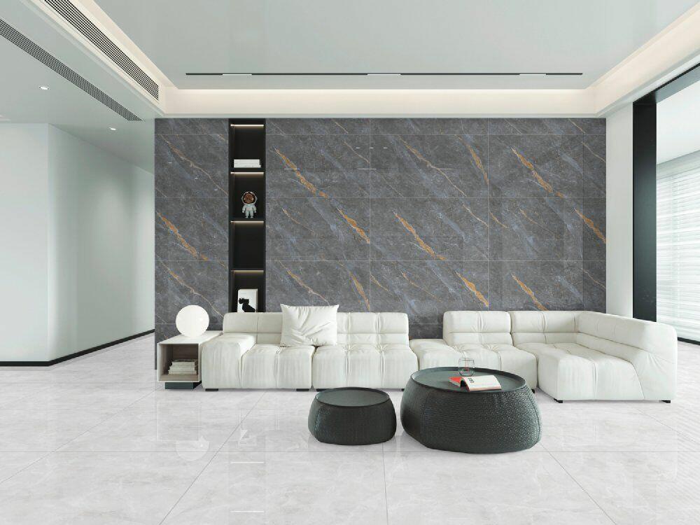Piso Cerâmico Dommus Cinza Chumbo Retificado Polido 61x116cm Ilhabella