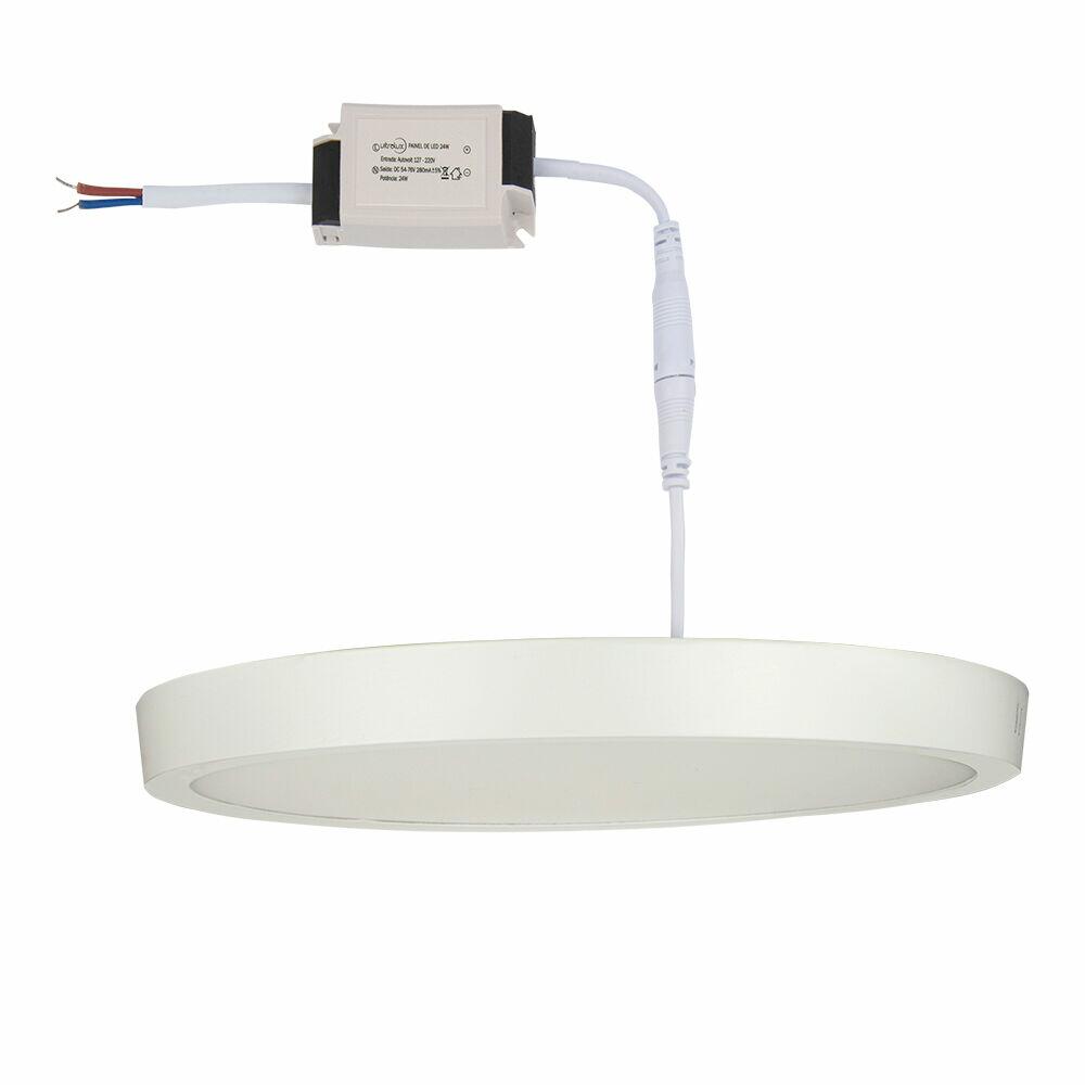 Painel LED Sobrepor Redondo 24W Branco 3000K Bivolt Vitralux
