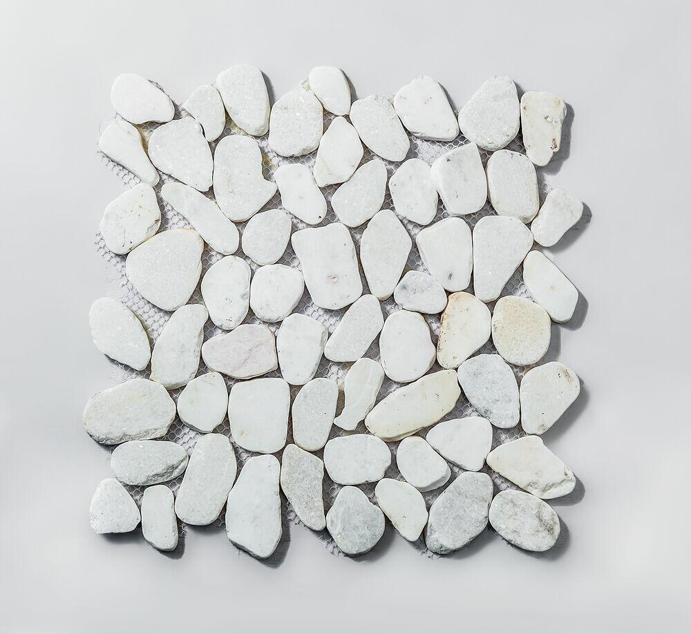 Seixo Plano Puro Branco 30,5x30,5cm Glass Mosaic