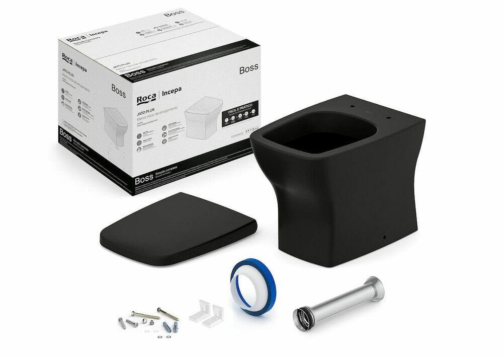 Kit Bacia Convencional Boss Matte Black Roca Louças