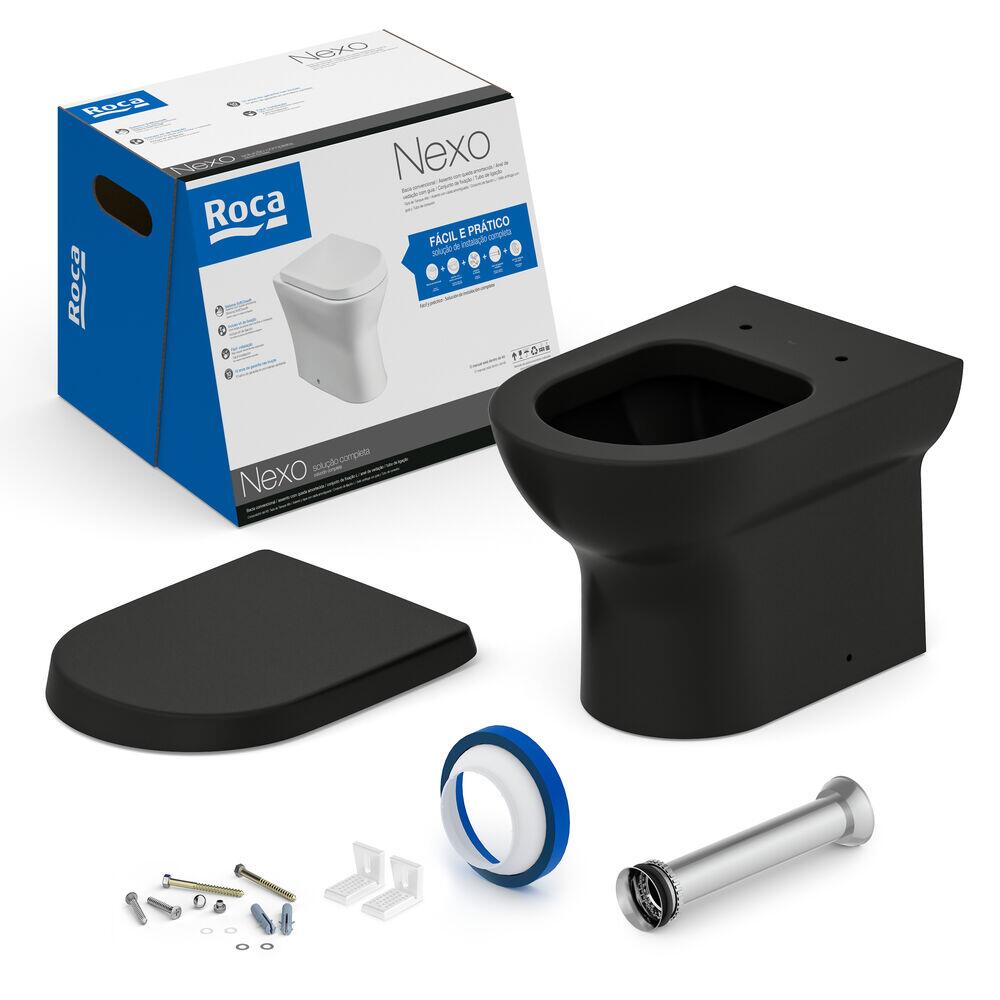 Kit Bacia Convencional Nexo Black Matte Roca Louças