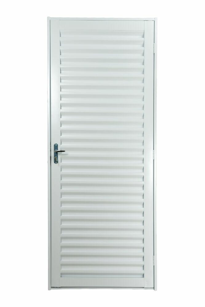 Porta de Abrir Alumínio 2,15M X 75CM R12 Laminada Veneziana Esquerda Branca CRV