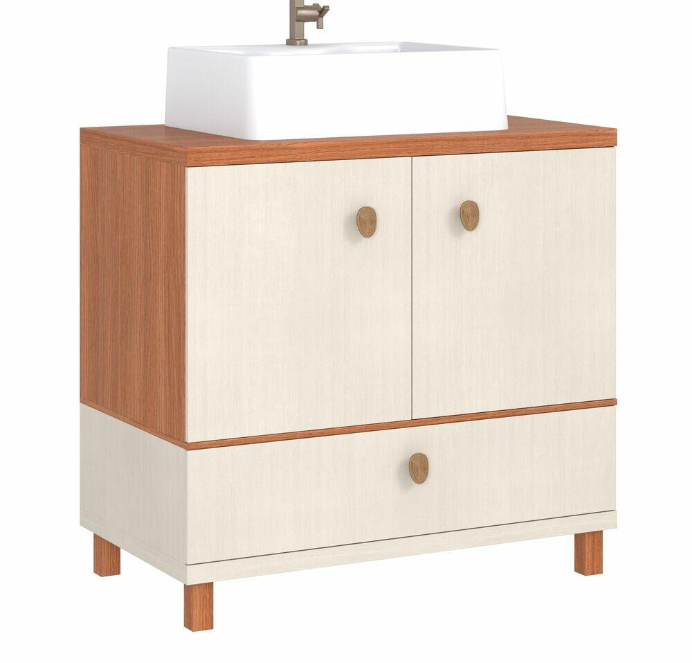 Gabinete para Banheiro 80cm Verona Cinamomo com Pés C-Linea