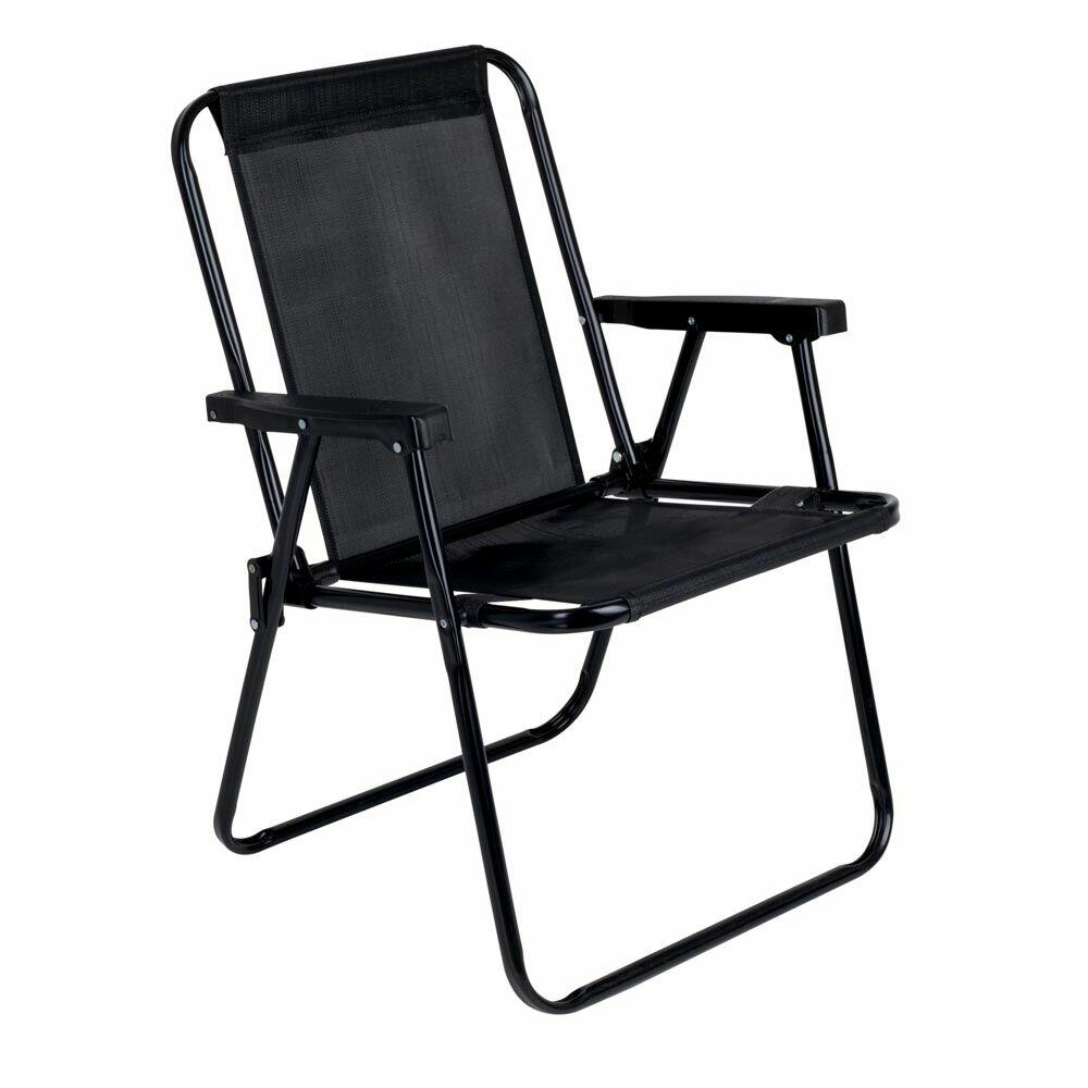 Cadeira de Praia Ferro 110kg Alta Preta Mor