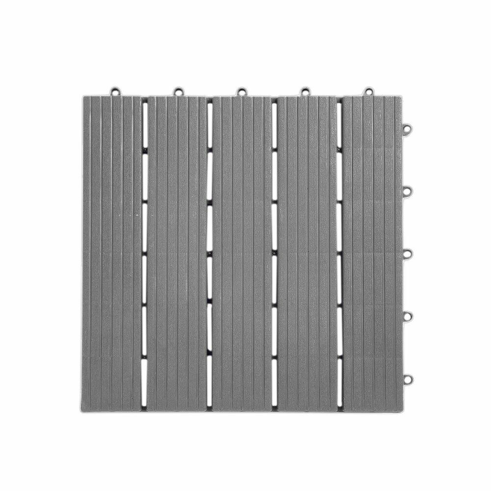 Deck Plast Modular Quadrado 30x30x0,2cm Cinza  Fascino