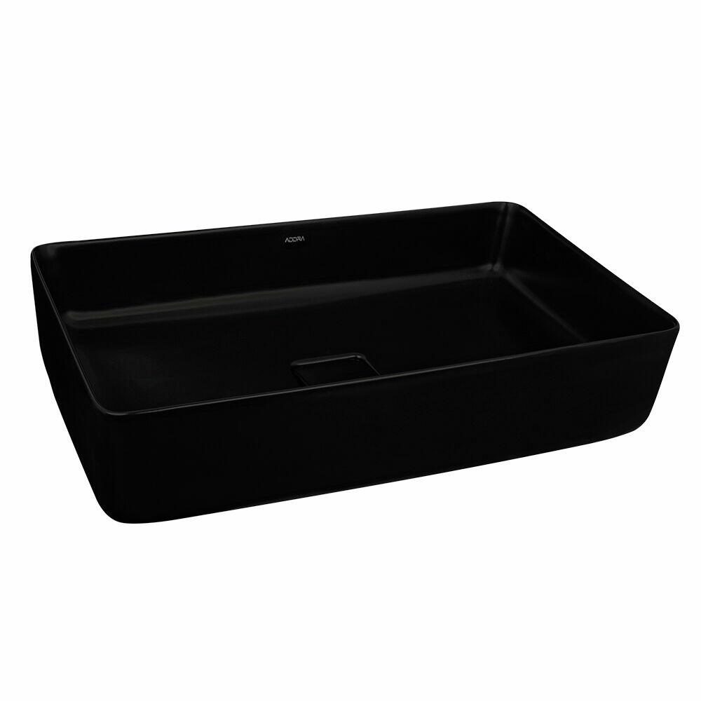 Cuba para Banheiro de Apoio Retangular 30x52cm Livo Preta Addra