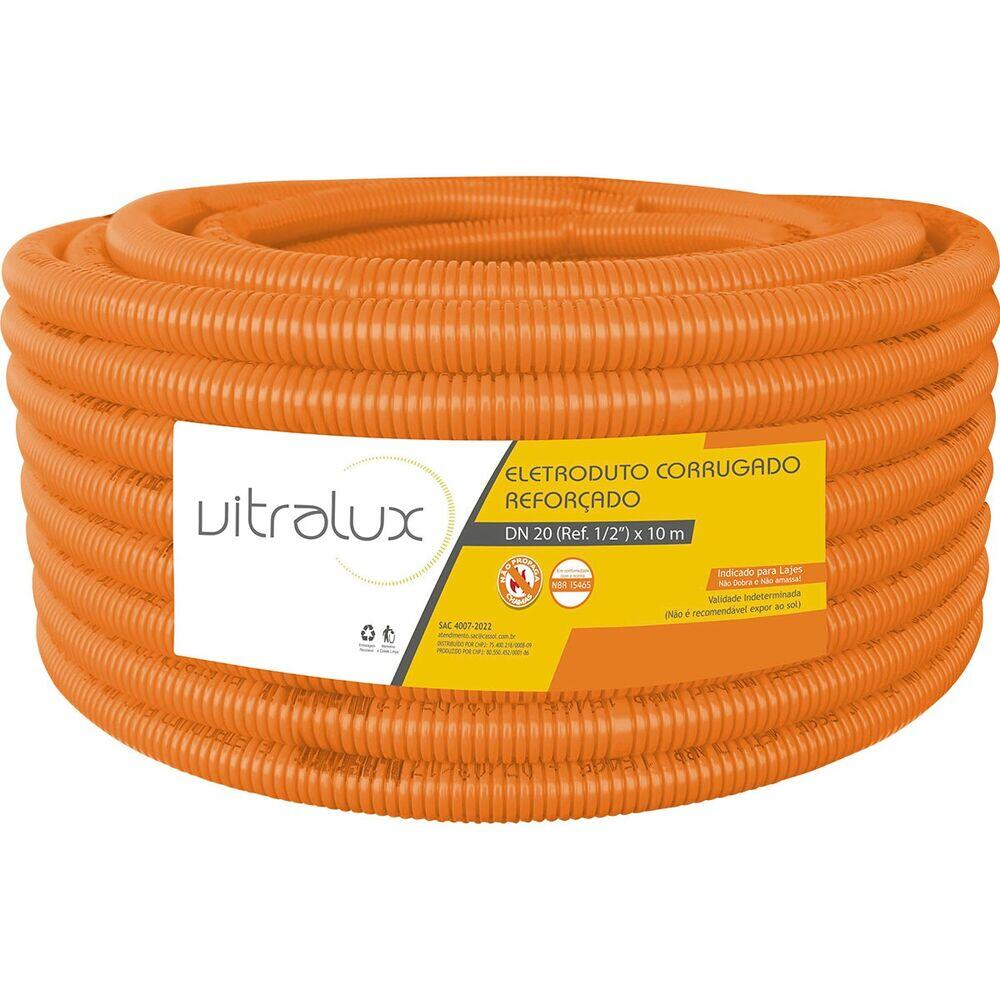 Eletroduto Corrugado 20mm PVC Flex Reforçado Laranja 10m Vitralux