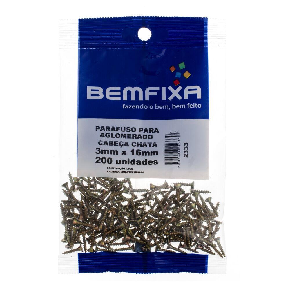 Parafuso de Ferro para Madeira Bemfixa 3x16mm Cabeça Chata