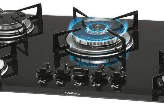 Cooktop a Gás Ébano 5 Bocas Tripla Chama Preto Fischer
