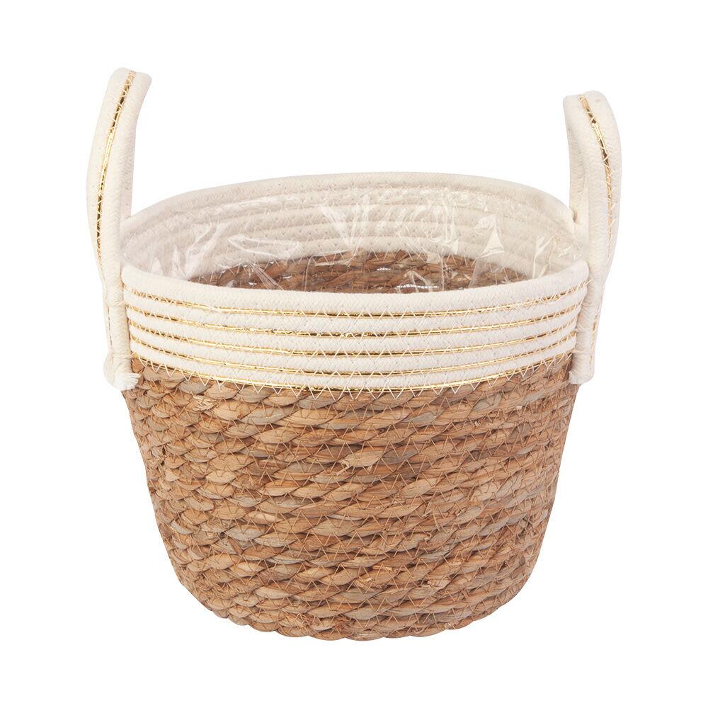 Cachepô Decorativo com Alça 20x20x17cm Natural Fascino