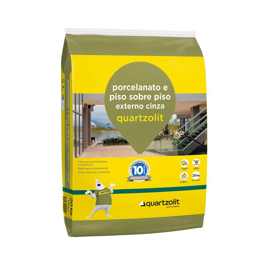 Argamassa Porcelanato e Piso sobre Piso Externo Quartzolit 20kg Cinza