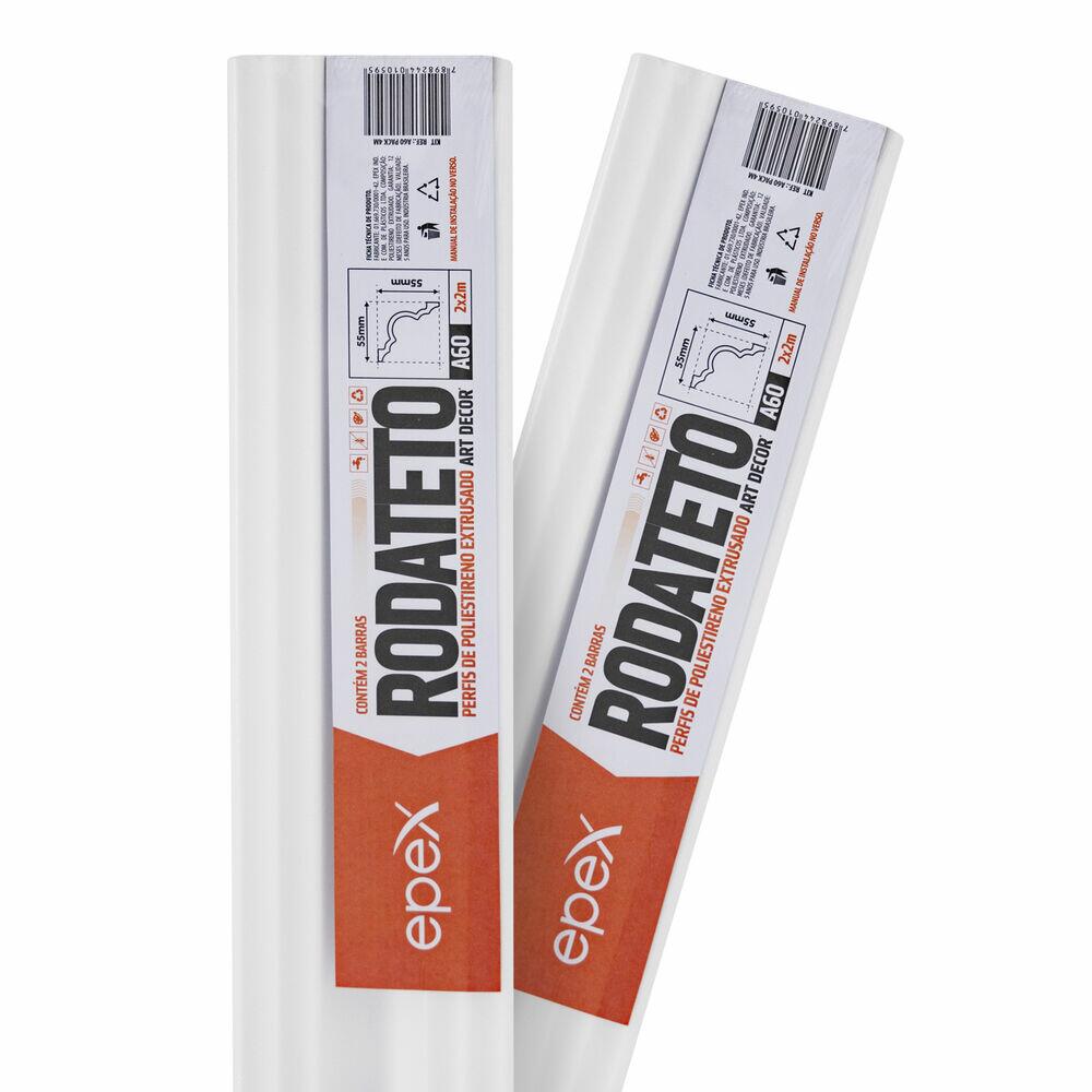 Moldura Rodateto 2 Peças A60 Art Decor 5,5cmx5,5cmx2m Branco Epex