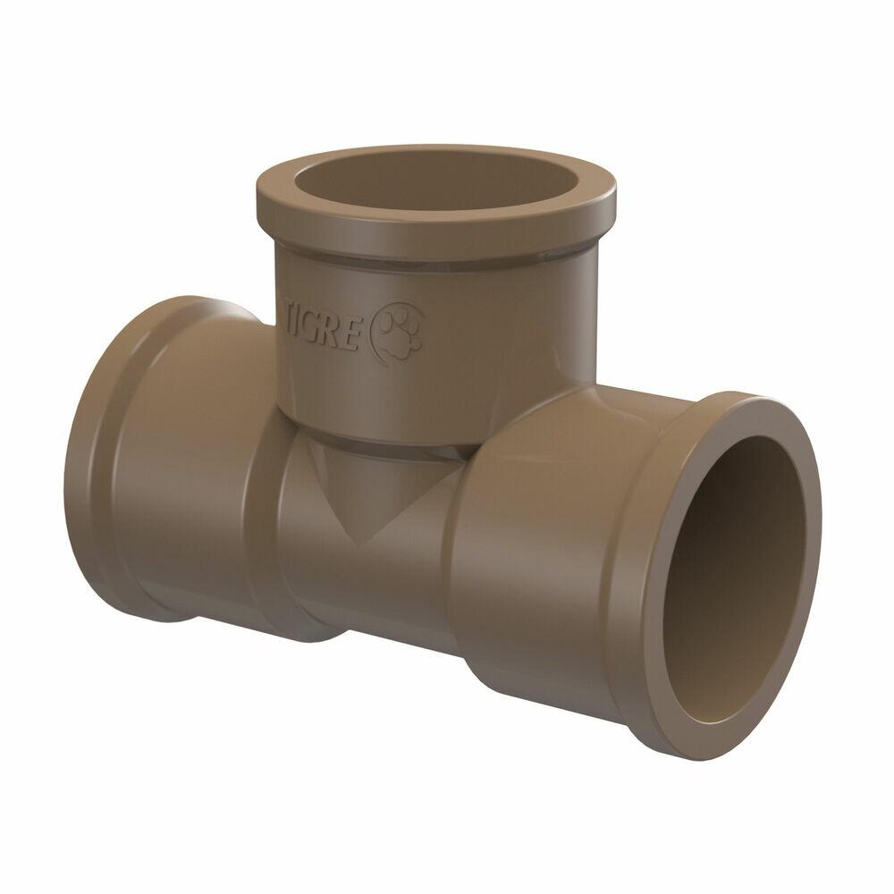 Tê Soldável Tigre 110mm PVC Marrom