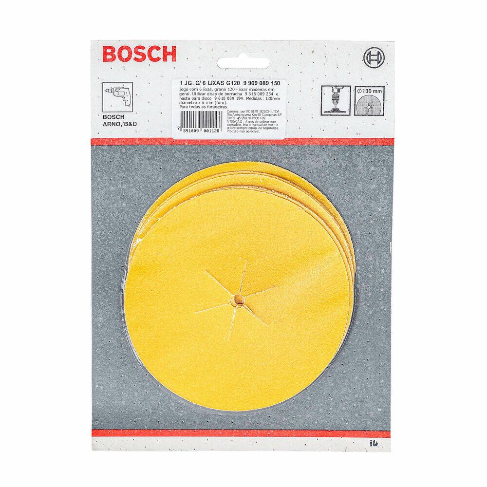 Disco de Lixa para Madeira Grão 120 6 Peças 130mm Bosch