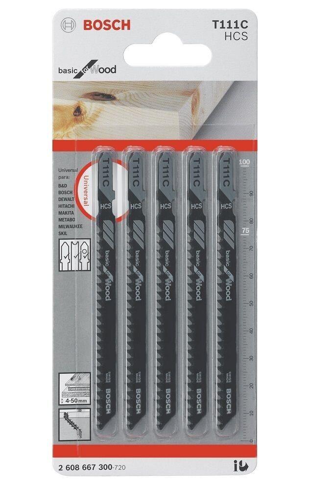 Lâmina de Serra Tico-Tico para Madeira T111C 100mm 5 Peças Bosch
