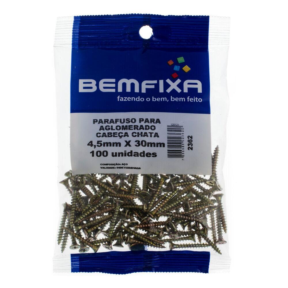 Parafuso de Ferro para Madeira Bemfixa 4,5x30mm Cabeça Chata