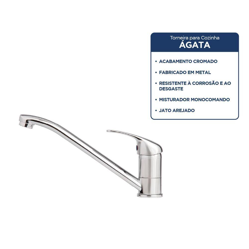 Torneira Misturador Monocomando para Cozinha de Mesa Bica Alta 1/2