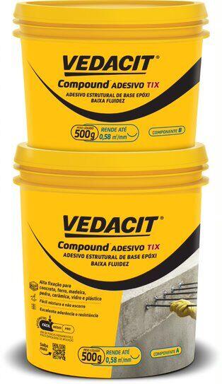 Adesivo Estrutural Compound Tix 1kg Branco e Preto Vedacit