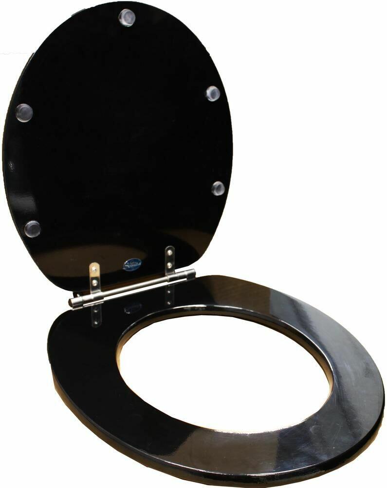 Assento Sanitário Poliéster Laminado Convencional/Oval Preto Hidrofama