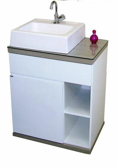 Gabinete para Banheiro com Pés Stylus Plus 60x76cm Branco e Grigio C-Linea