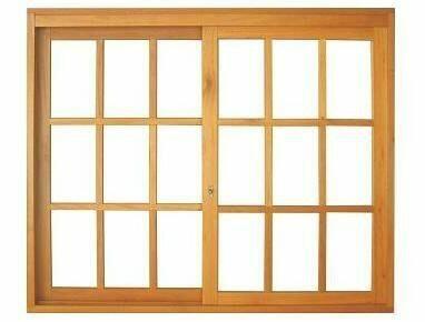 Janela de Correr Madeira Angelim Madecen 120x160cm 2 Folhas para Vidro Quadriculado