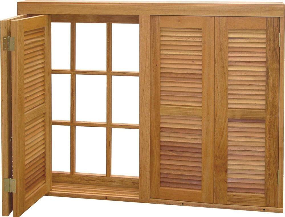 Janela Veneziana Pantográfica Madeira Angelim Madecen 120x120cm 4 Folhas para Vidro Quadriculado