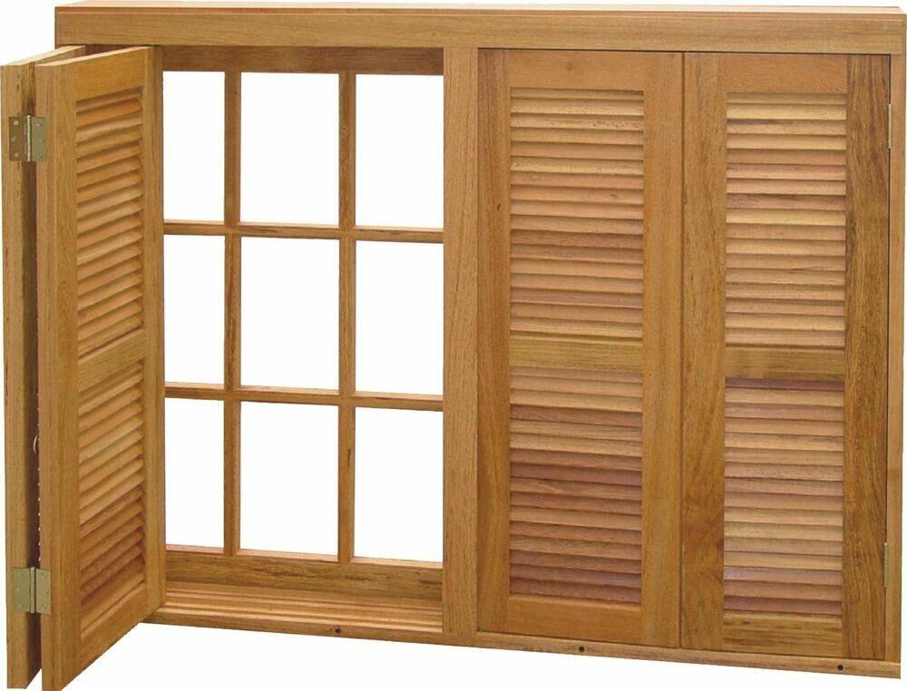 Janela Veneziana Pantográfica Madeira Angelim Madecen 120x140cm 4 Folhas para Vidro Liso