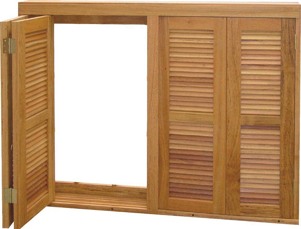 Janela Veneziana Pantográfica Madeira Angelim Madecen 120x150cm para Vidro Liso