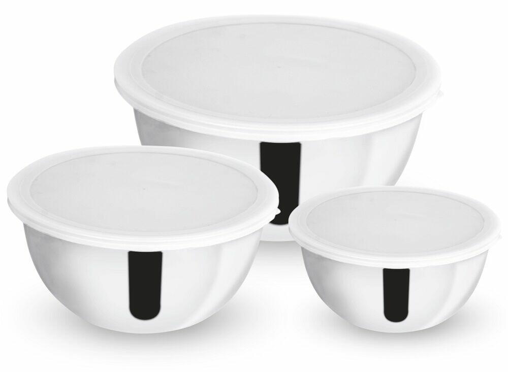 Jogo de Tigelas Casa&Ideia Inox com Tampa 3 Peças