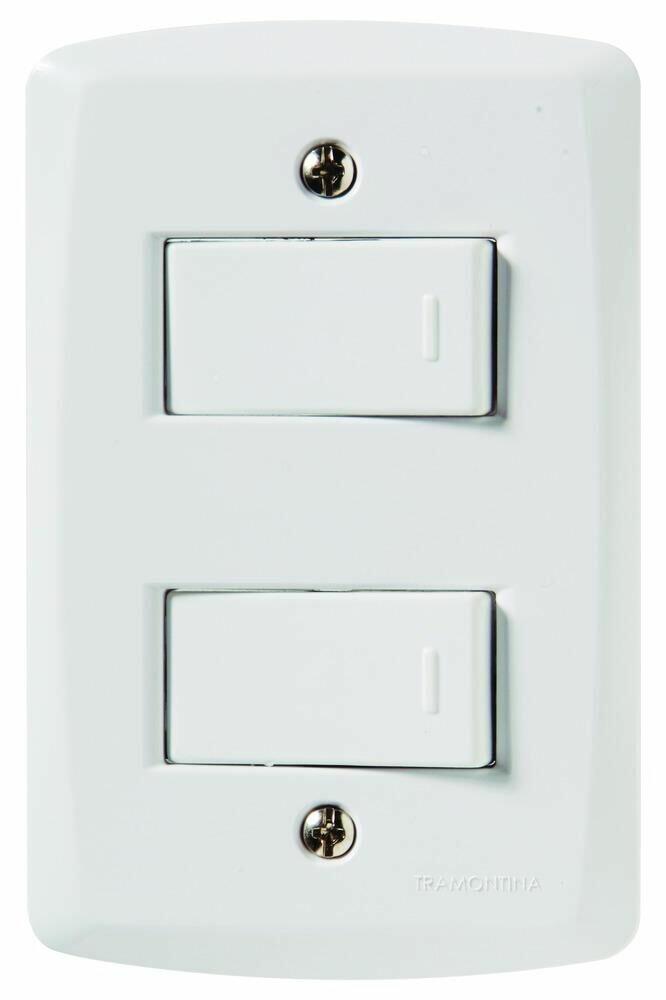 Conjunto Interruptor Lux2 2 Módulos Simples 10A Branco Tramontina