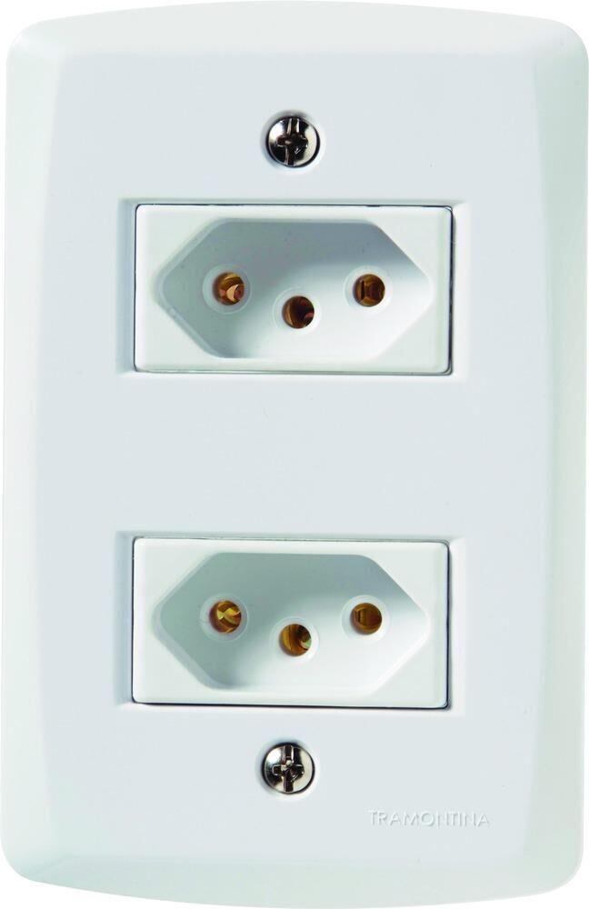 Conjunto Tomada Lux2 2 Módulos 2P+T 10A Branco Tramontina