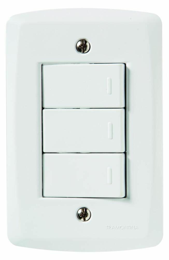 Conjunto Interruptor Lux2 3 Módulos 10A Branco Tramontina