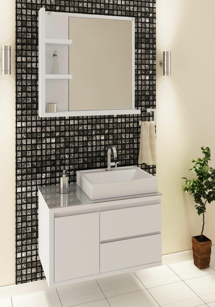 Espelheira para Banheiro C-Linea Sevilha 80x75cm Branco/Sevilla