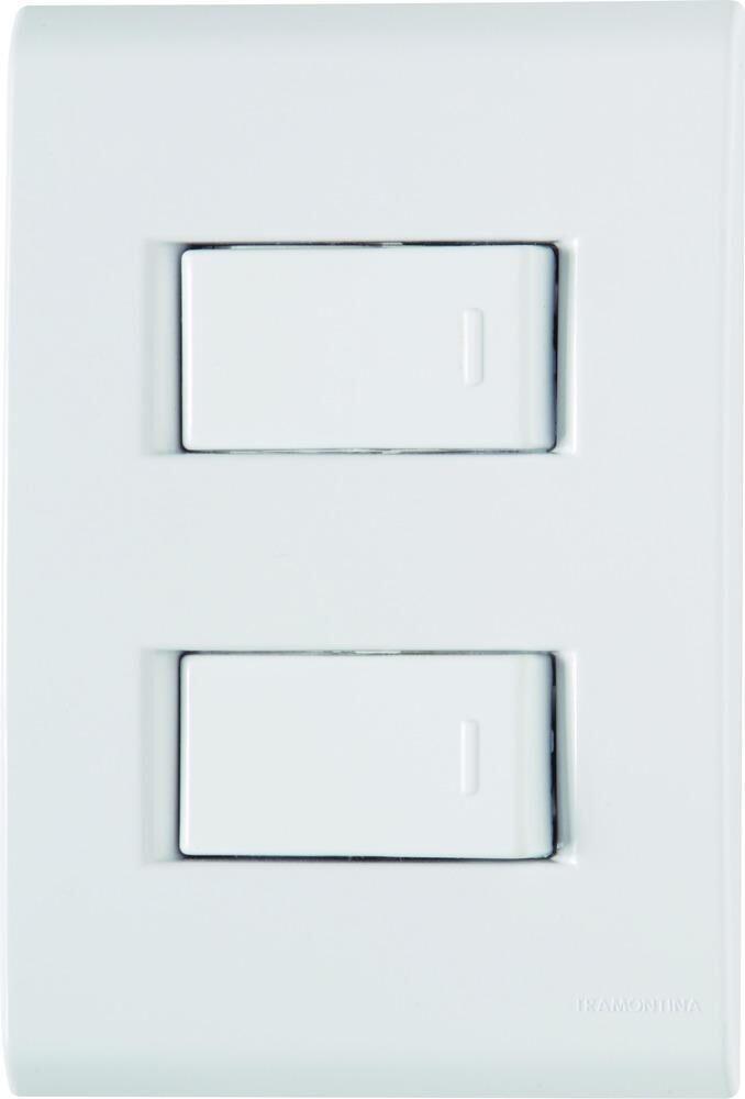 Conjunto Interruptor Liz 2 Módulos Simples 10A Branco Tramontina
