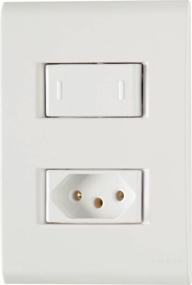 Conjunto Interruptor/Tomada Liz 1 Paralelo 1 2P+T Branco 10A Tramontina