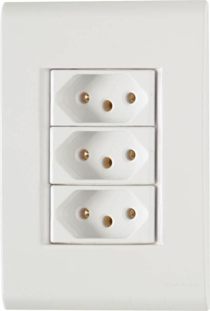 Conjunto Tomada Liz 3 Módulos 2P+T 10A Branco Tramontina