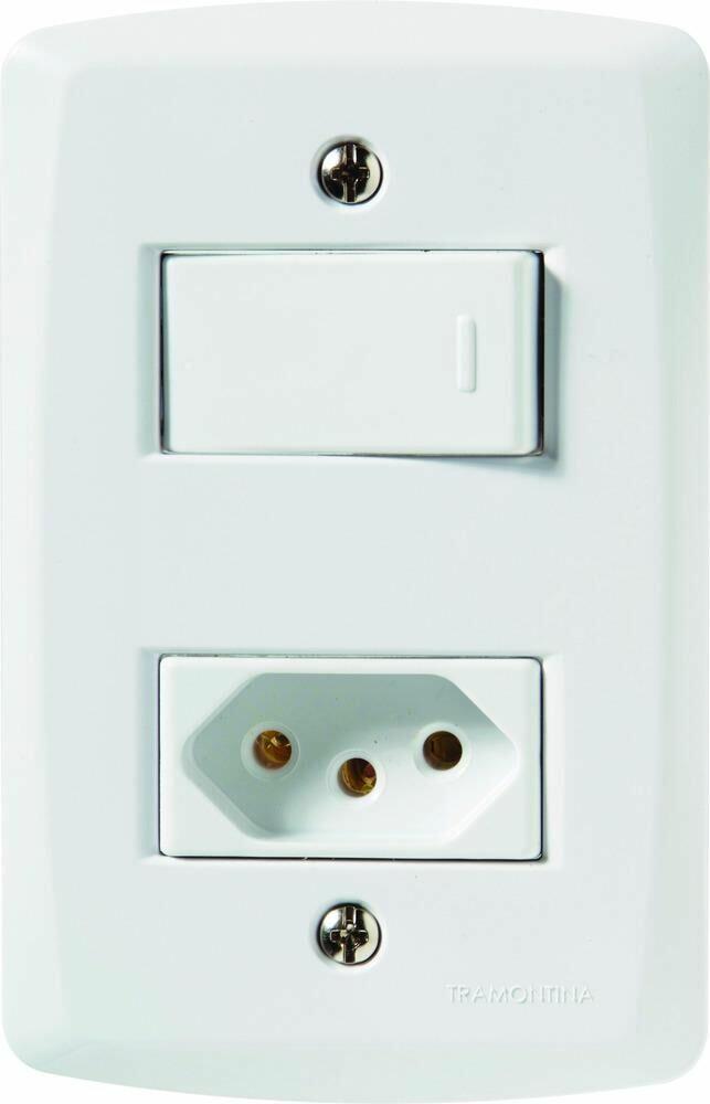 Conjunto Interruptor/Tomada Lux2 1 Paralelo 1 2P+T Branco 10A Tramontina