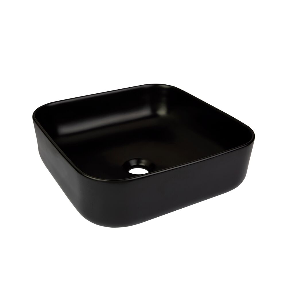 Cuba para Banheiro de Apoio Louça Quadrada Preta 39x14cm Viena Addra