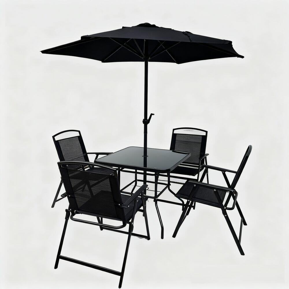 Conjunto Mesa e Cadeiras Atenas UP Preto 6 Peças Fascino