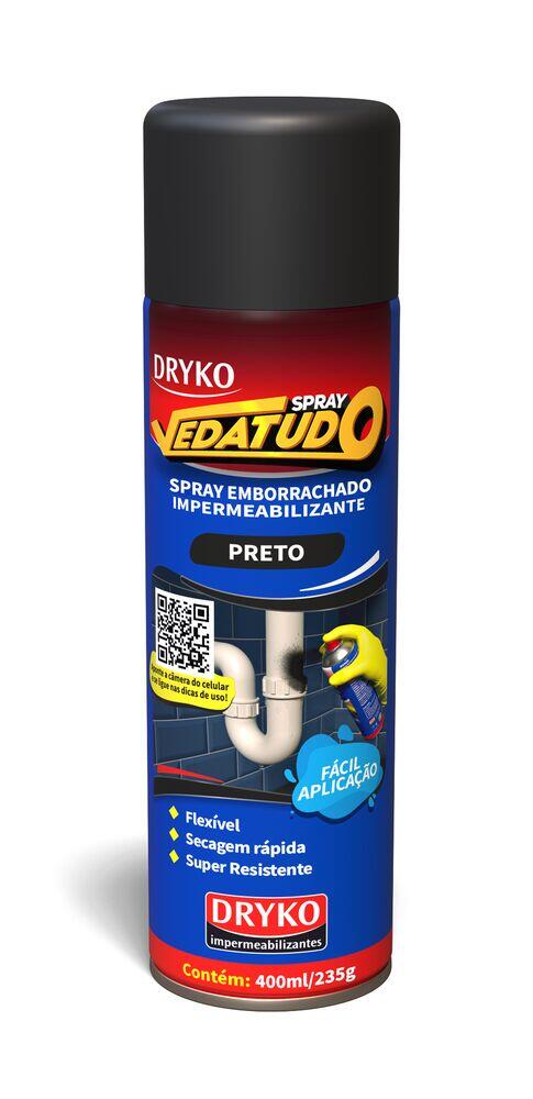Spray Vedatudo Emborrachado Preto 400ml Dryko