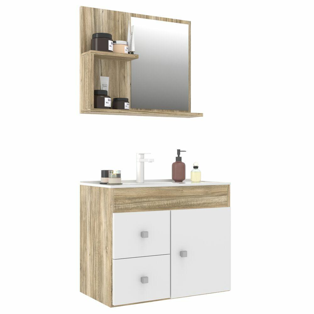 Kit Gabinete para Banheiro Suspenso MDF/MDP com Cuba Ariadna Cartagena 60cm Móveis Sander
