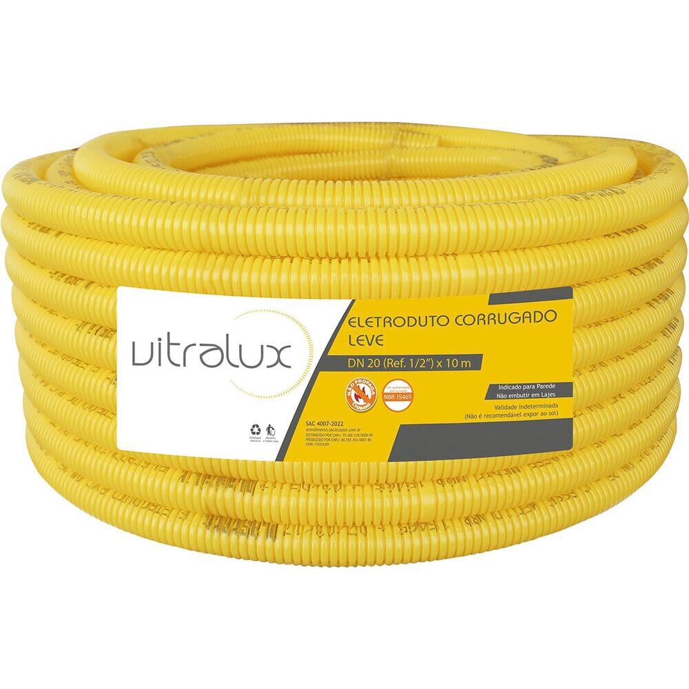 Eletroduto Corrugado 20mm PVC Flex Amarelo 10m Vitralux
