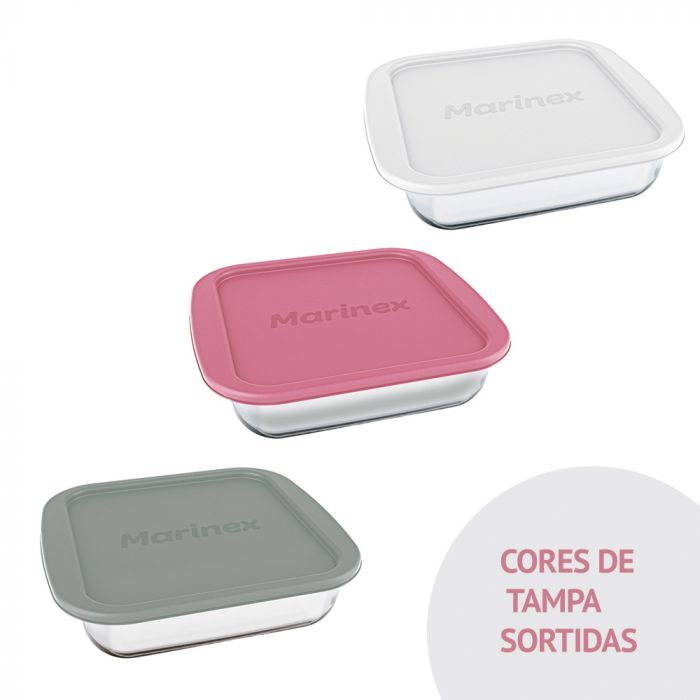 Assadeira de Vidro Quadrada com tampa 1,8 L com cores sortidas Nadir