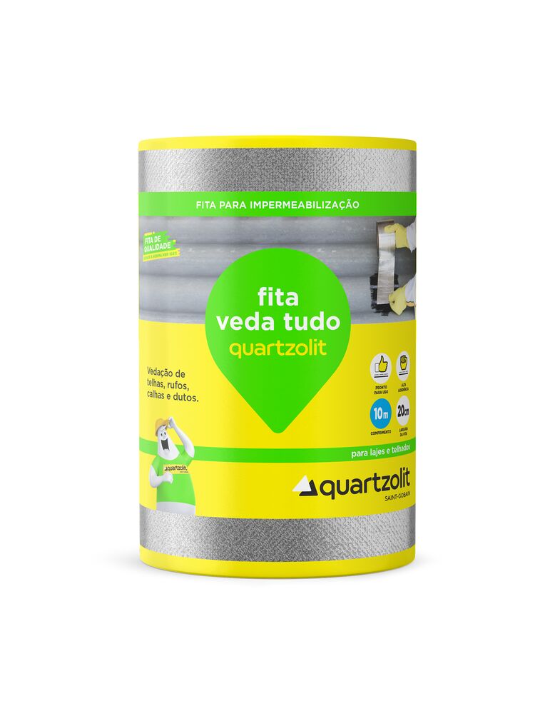 Fita Autoadesiva Veda Tudo 20cmx10m Alumínio Quartzolit