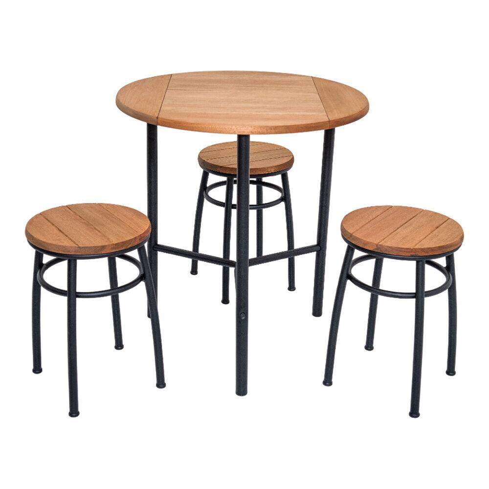 Conjunto Mesa e Bancos 4 Peças Fenix Madeira Jatobá Metalnew